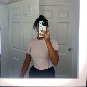 Adidas Pink/Purple Fitted Crop T-Shirt Short Sleeve